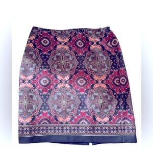 Talbots Woman Basket Weave Paisley A Line Skirt Sz 18W Rich Jeweled Colors